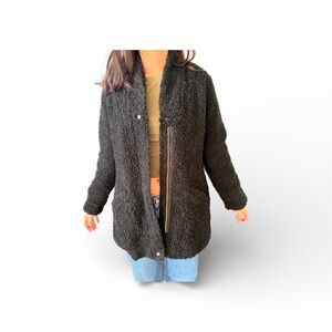 Hollister Black Sherpa Teddy Jacket